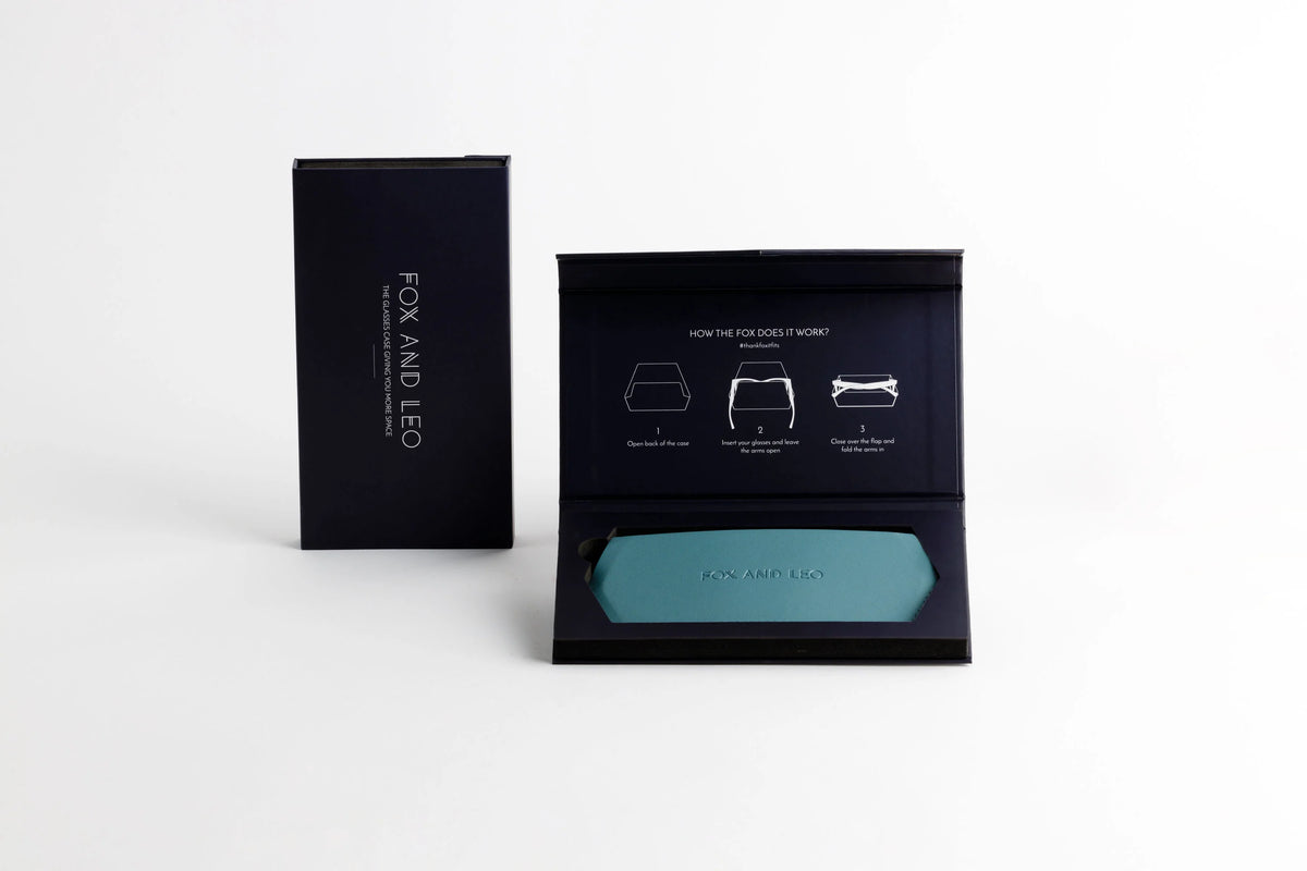 Fox and Leo glasses case - Teal Blue