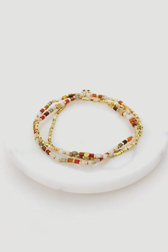 ZAFINO Ophelia Wrap Stretch Bracelet - Berry/Gold