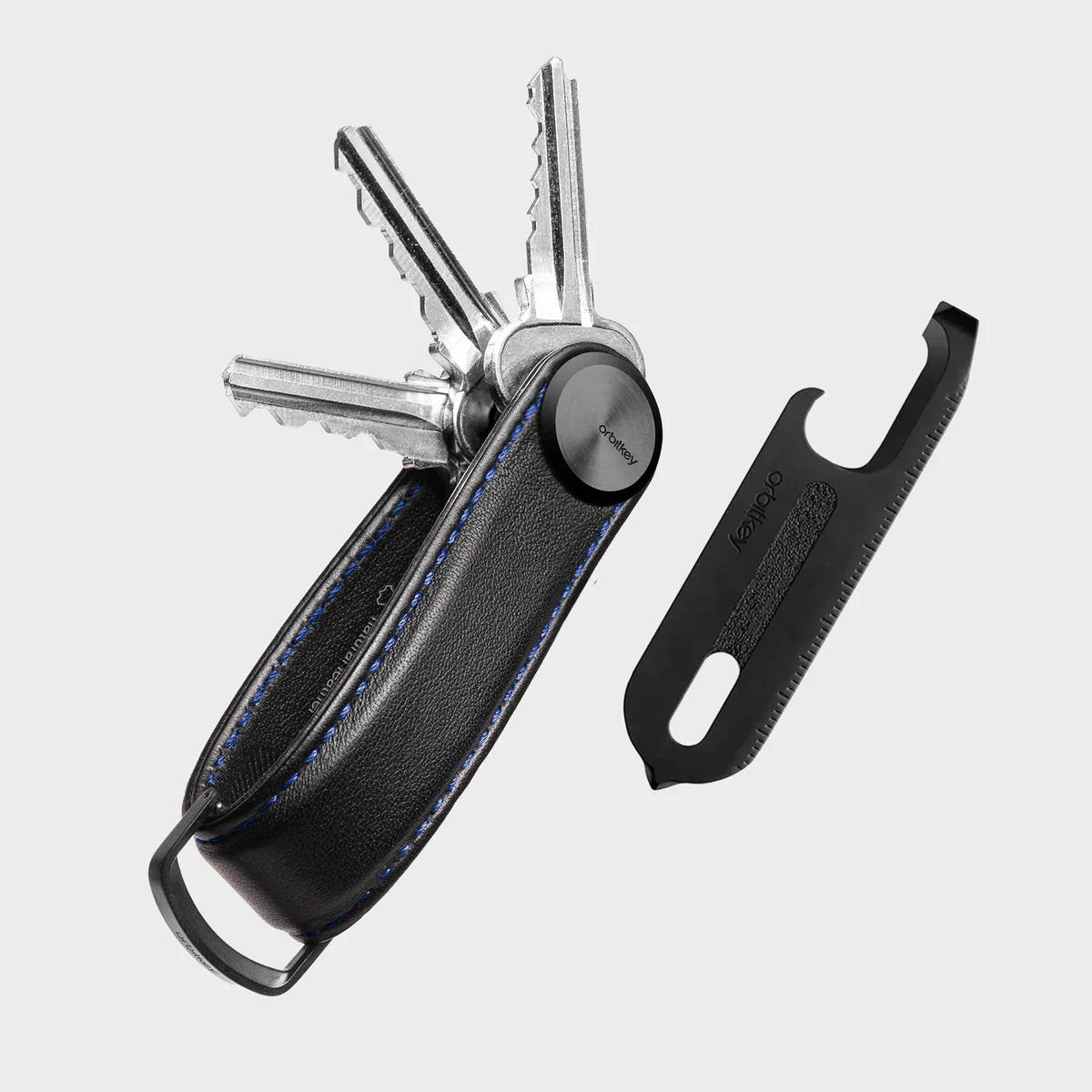 Orbitkey Key Organiser Pro + Multi-Tool v2 Set - Blackout with Blue Stitching