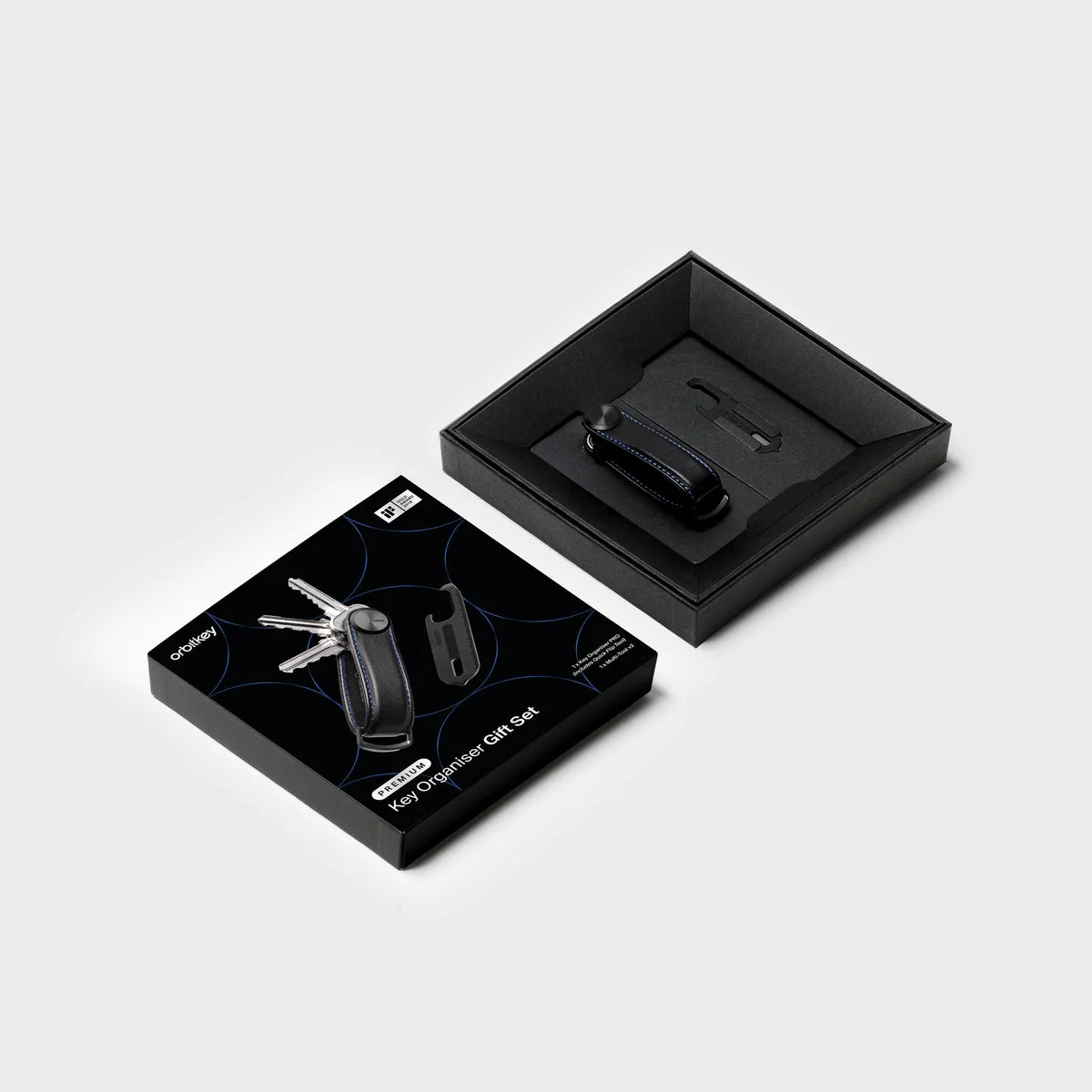 Orbitkey Key Organiser Pro + Multi-Tool v2 Set - Blackout with Blue Stitching
