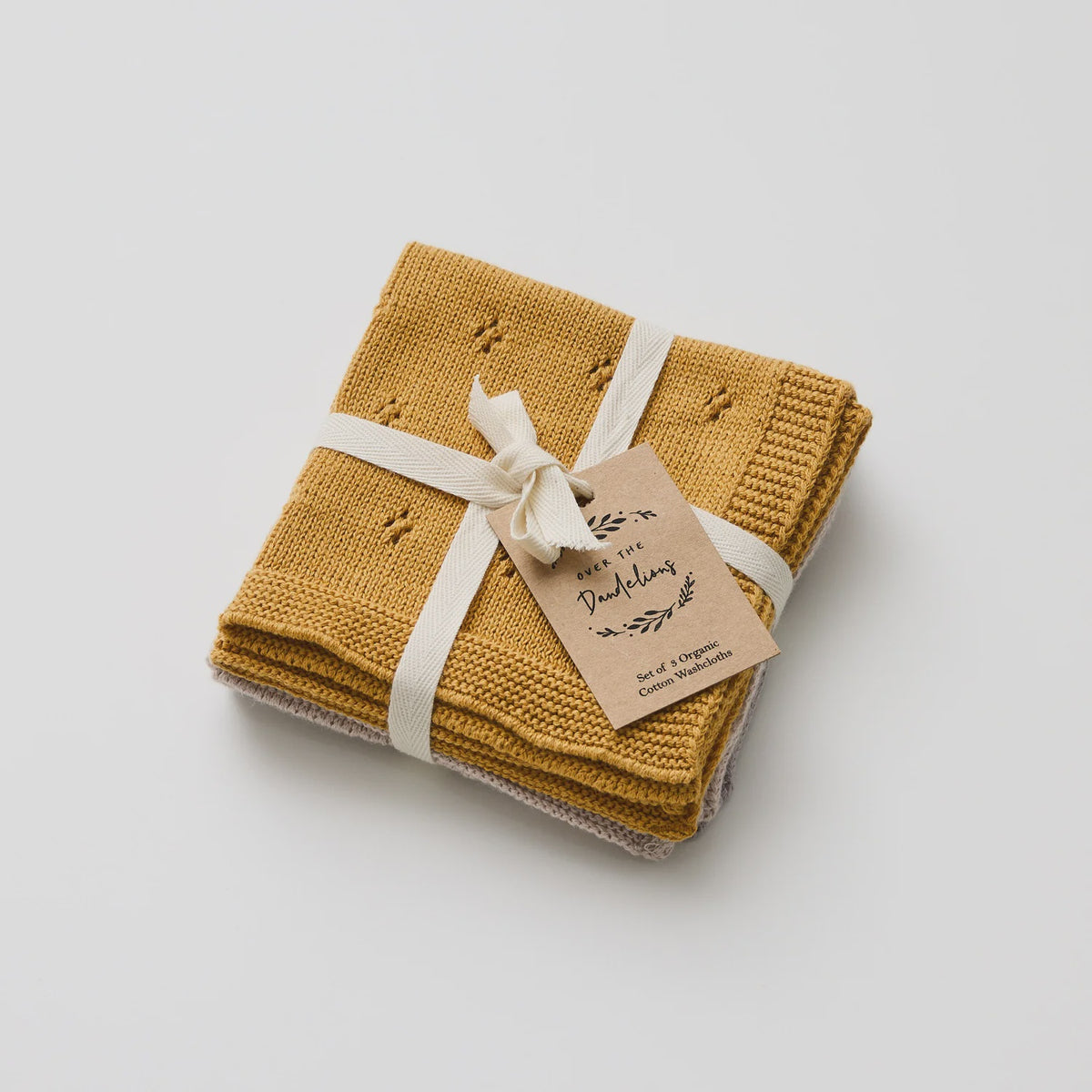 Over the Dundelions Organic Cotton Wash Cloth Set of 3 - Sun