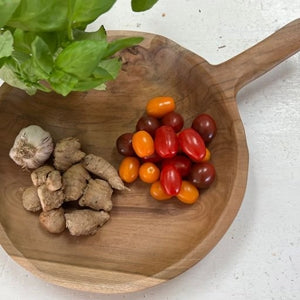 Organic Teak Round Platter w/ Handle 40cm Natural - UW220013 Bear&Fox