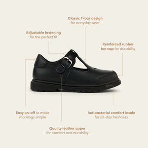 Pretty Brave Athena Black School Shoes