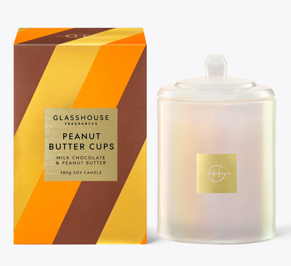 Glasshouse Fragrances 380g Triple Scented Soy Candle Peanut Butter Cups