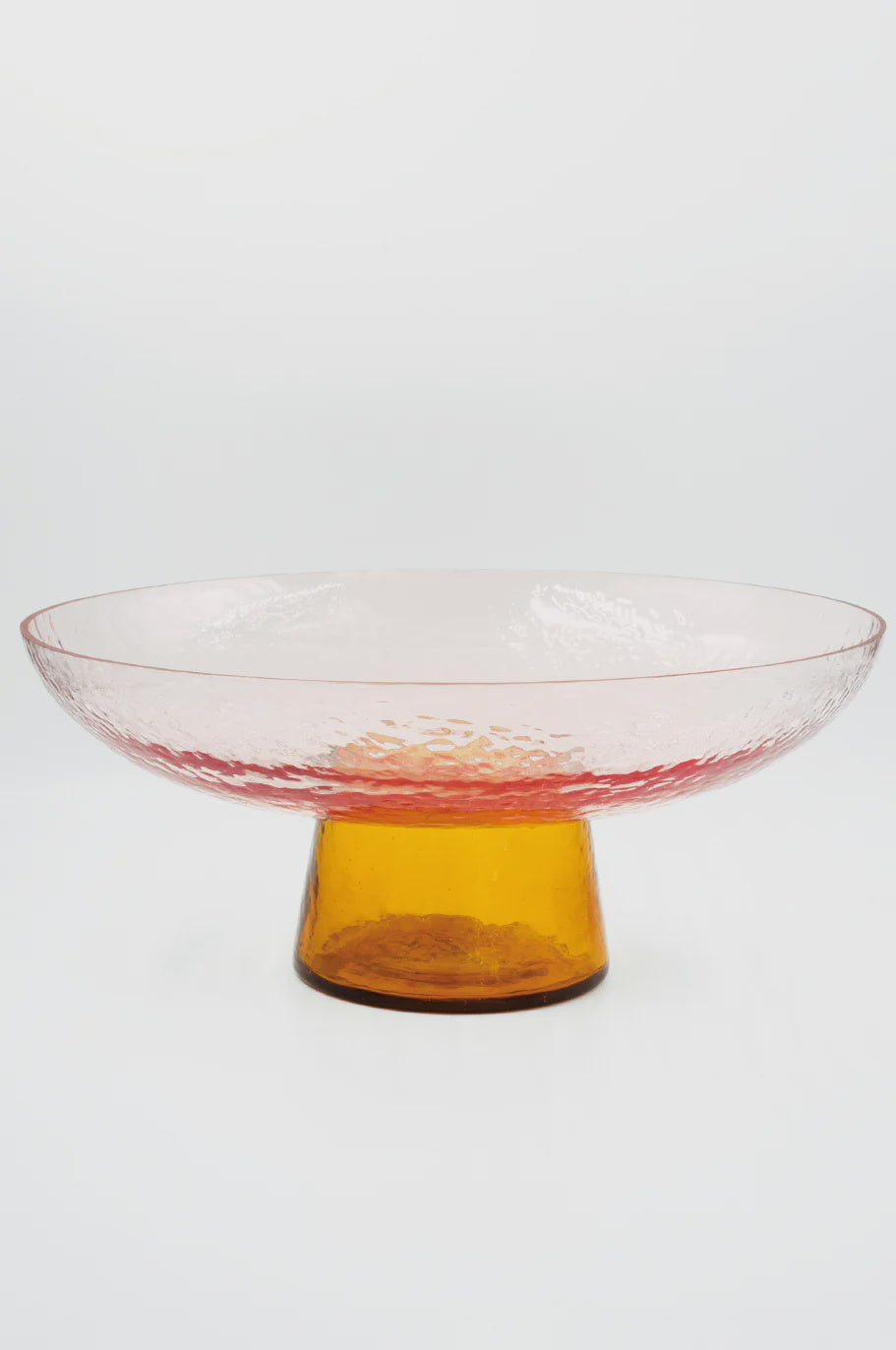 PEDESTAL BOWL - ROSE/AMBER