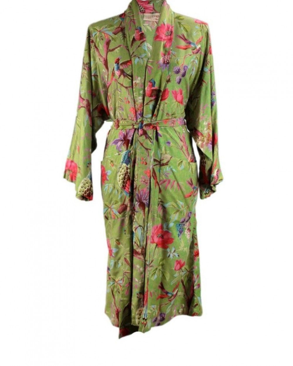Blazing Daisy Cotton Paradise Kimono Robe - Moss