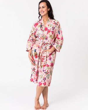 Blazing Daisy Paradise Cotton Kimono Robe Rose pink