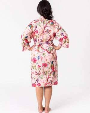 Blazing Daisy Paradise Cotton Kimono Robe Rose pink