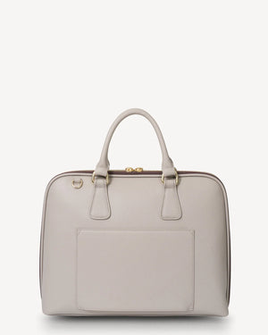 SABEN Parker Briefcase - Dove light grey leather bag