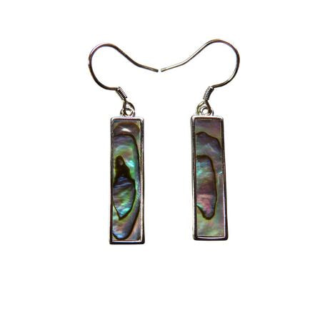 Paua Sterling Silver Rectangle Earrings