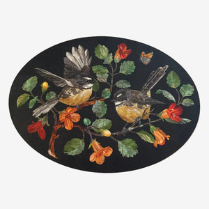 TANYA WOLFKAMP Oval Placemat set of 4 - NZ Birds