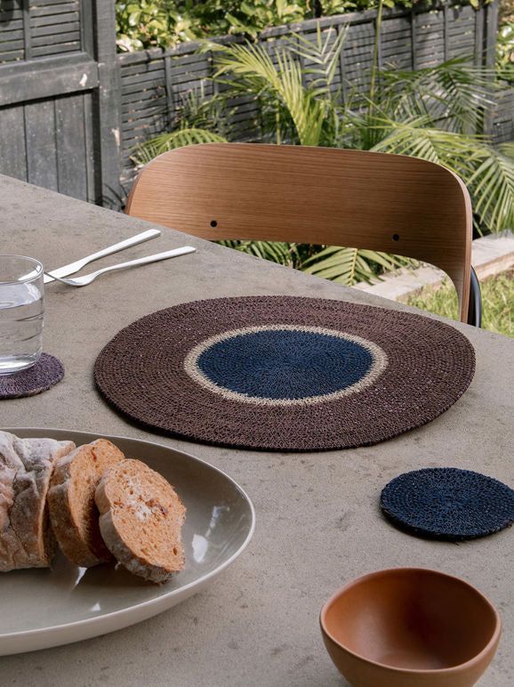 CITTA Pinto Placemat 34cm - Mulberry/Blue Black