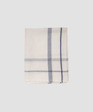 French Country Collections Plaid Cotton Linen Marine Blue Tea Towel