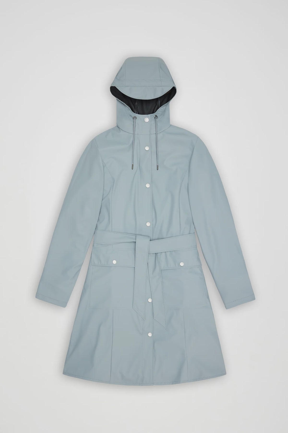 RAINS Curve Long Jacket W3 - Pool Light blue raincoat