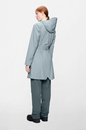 RAINS Curve Long Jacket W3 - Pool Light blue raincoat