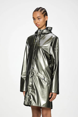 RAINS Long Jacket W3 - Raven Metallic raincoat