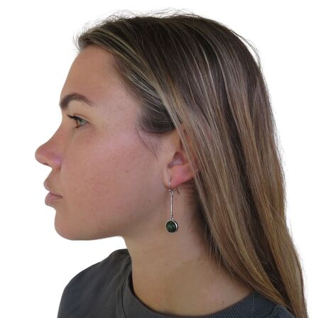 Round Drop NZ Greenstone and Sterling silver Earrings XP129