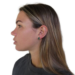 Wildside Gifts NZ Greenstone Teardrop Sterling Silver Studs 12x9mm
