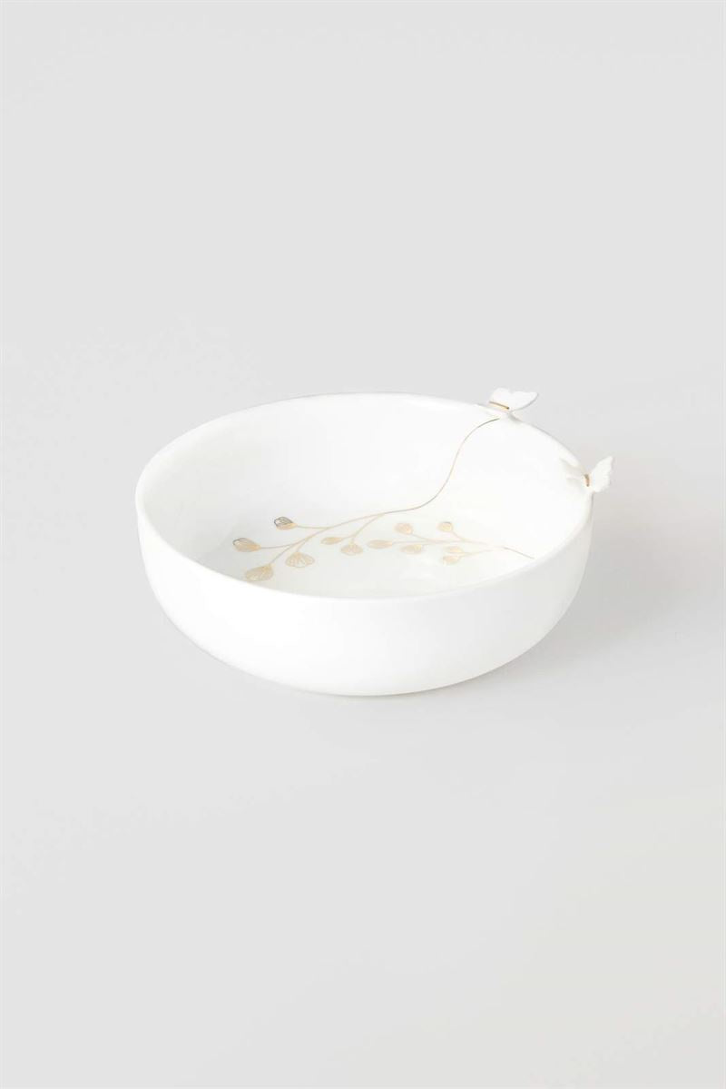 Räder - Butterfly - Large Porcelain Bowl White ceramic bowl with gold leaf design