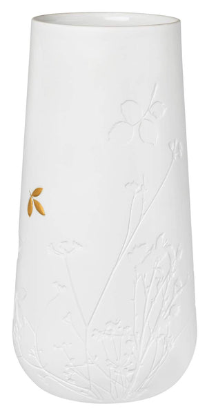 Räder - Golden Leaf - Large Porcelain Vase White vase with floral embossing