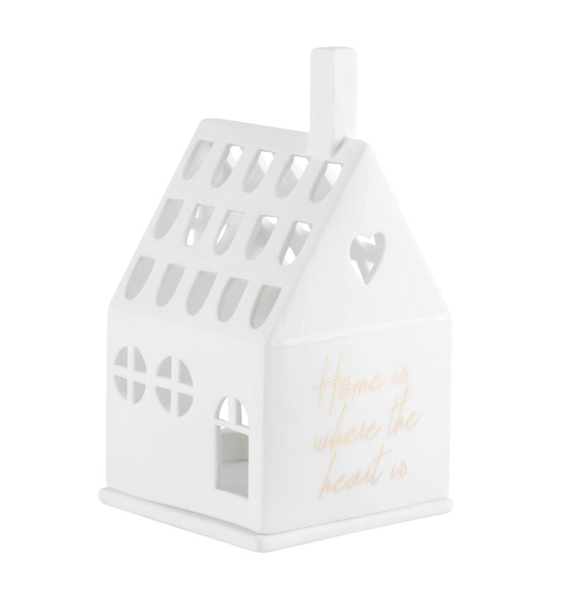 Räder - Home Is Where The Heart Is - Christmas Porcelain Tealight House white ceramic house-shaped candle holder