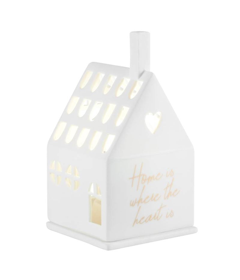 Räder - Home Is Where The Heart Is - Christmas Porcelain Tealight House white ceramic house-shaped candle holder
