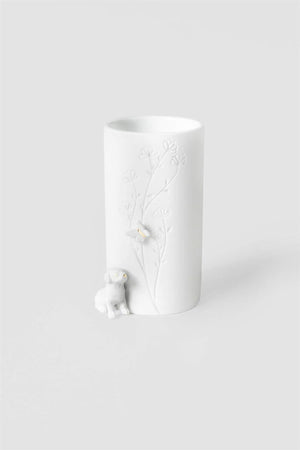 Räder - Sitting Dog - Porcelain Vase White ceramic vase with textured surface