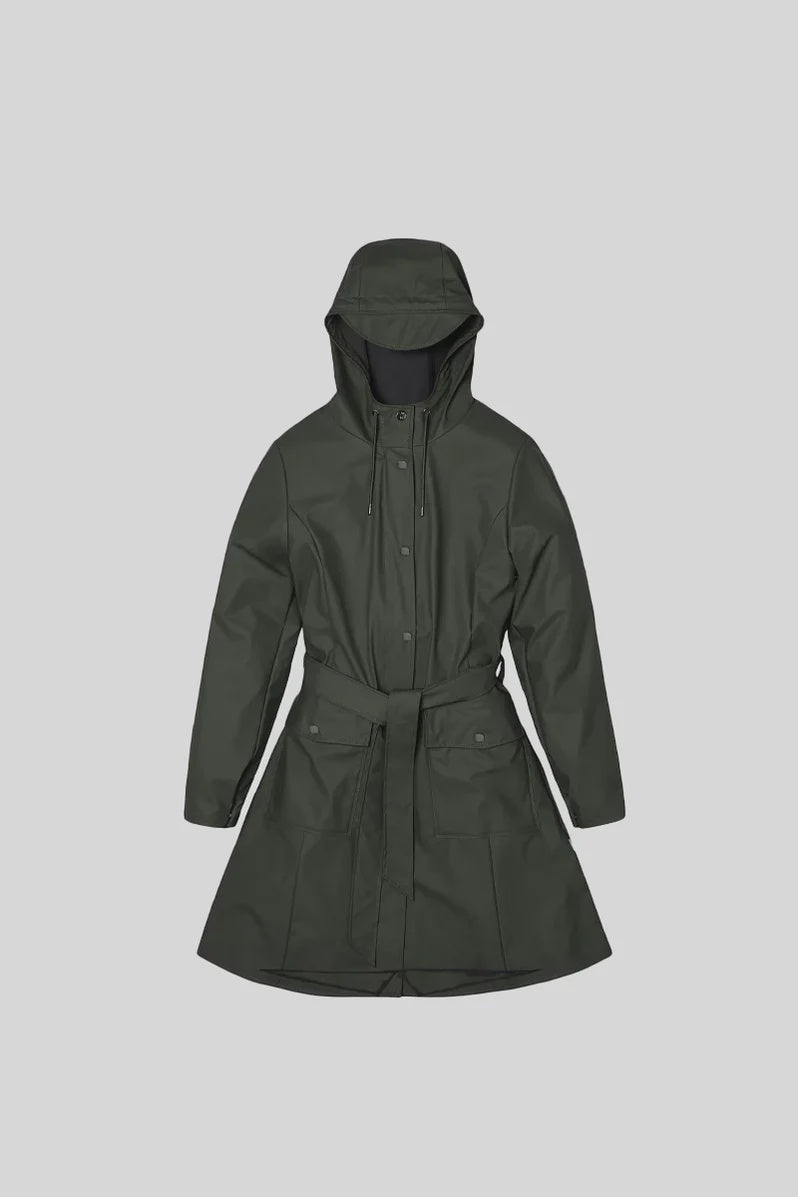 Rains Curve W Jacket Green long coat