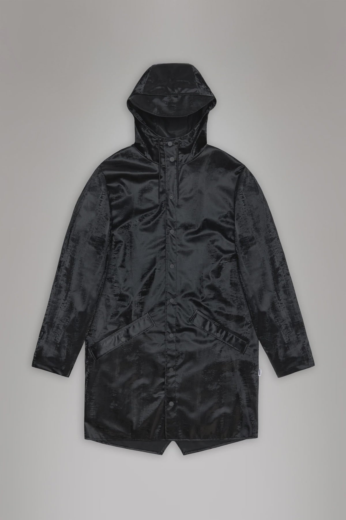 Black hooded raincoat Rains Long Jacket - Coal