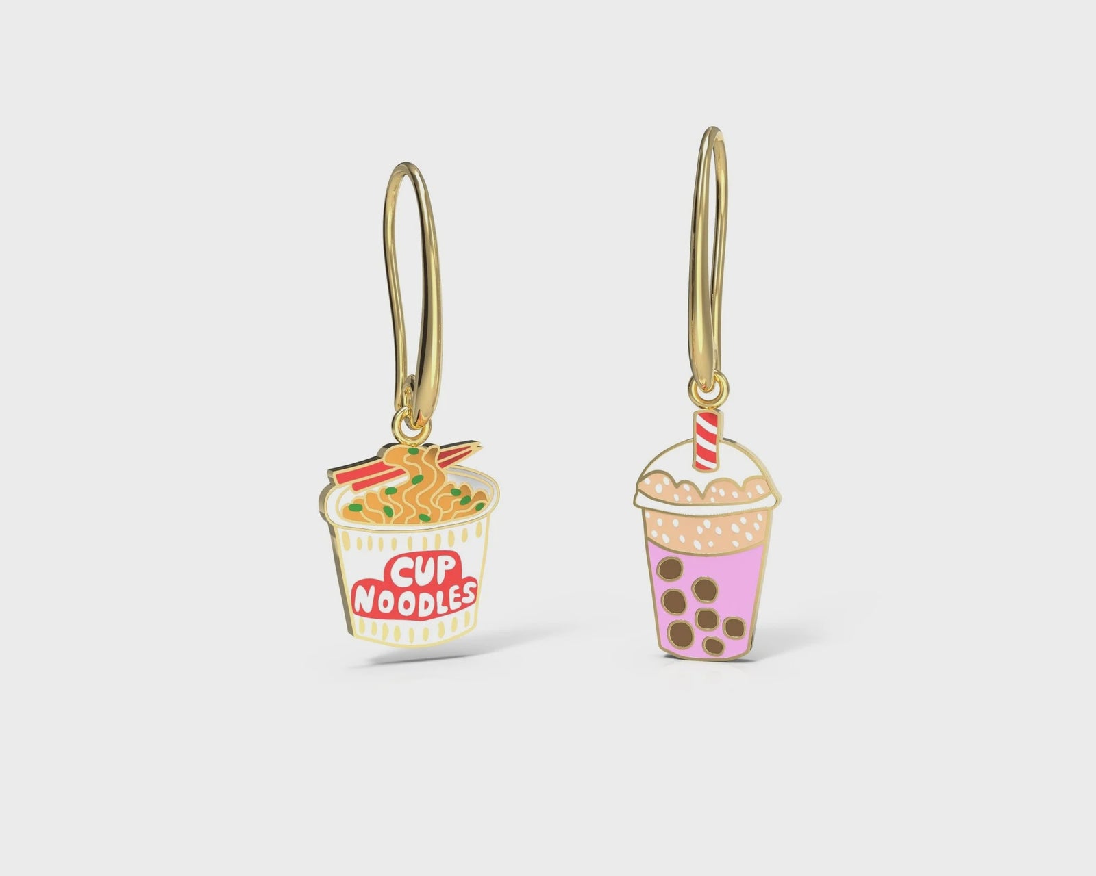 Ramen and Boba Drop Earrings