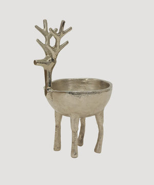 French Country Collection Reindeer Sweets Bowl Silver Large Decorative metal reindeer bowl