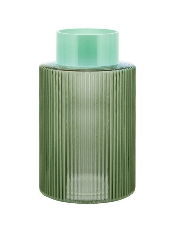 Remember Homeware Glass Vase Groove - Green
