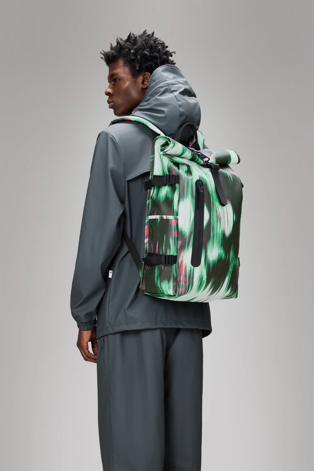 Rains Waterproof Bag Rolltop Rucksack Large W3 - Blur Limited Edition