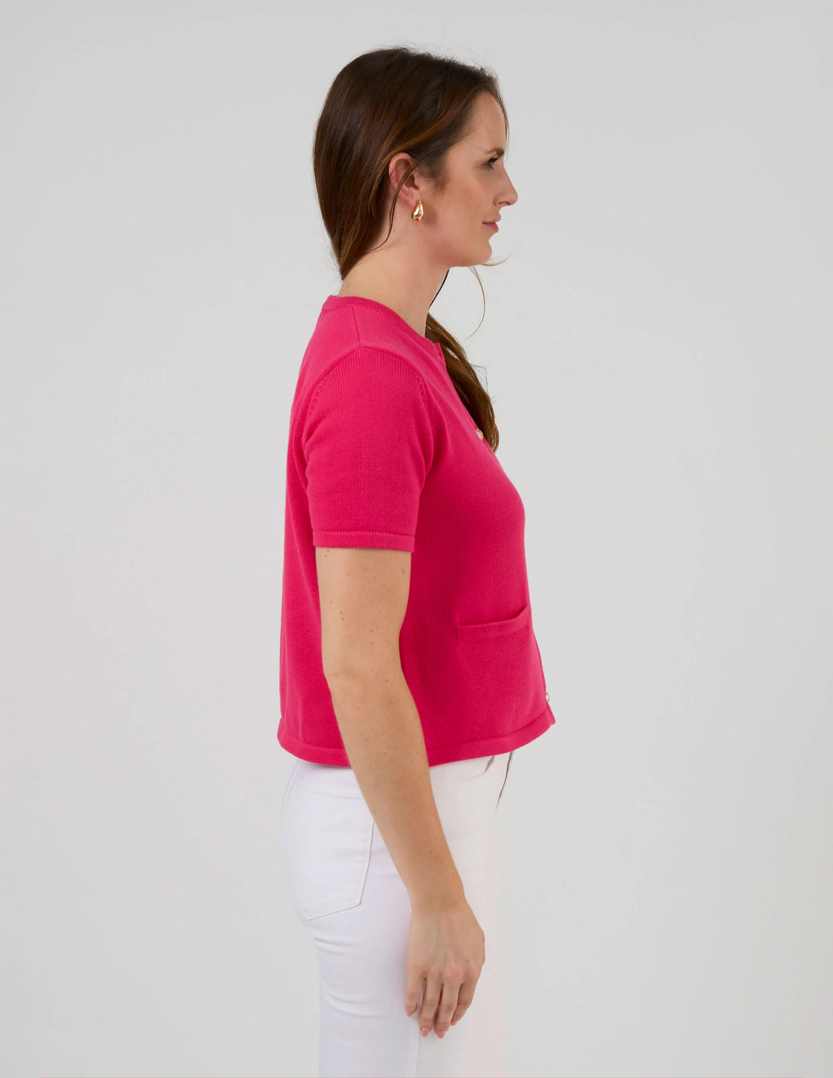 Stella+Gemma Rue Cardi - Barbie pink short-sleeve cardigan