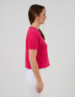 Stella+Gemma Rue Cardi - Barbie pink short-sleeve cardigan