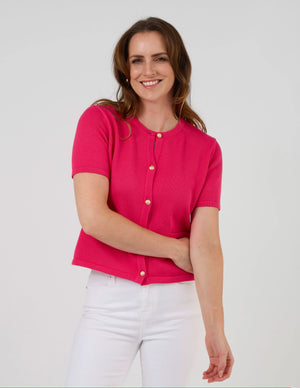 Stella+Gemma Rue Cardi - Barbie pink short-sleeve cardigan