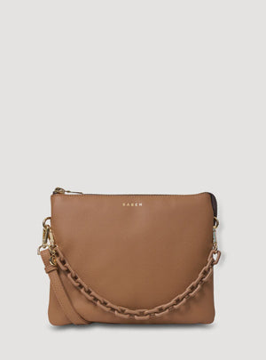SABEN Matilda Crossbody - Toffee + Tonal Chain Brown handbag
