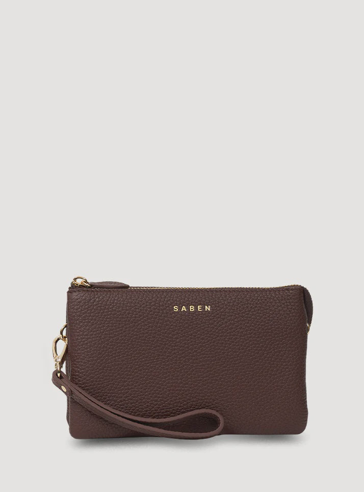 SABEN Tilly Crossbody - Espresso Brown leather clutch Bag