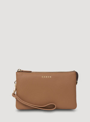 SABEN Tilly Crossbody - Toffee Brown leather clutch bag