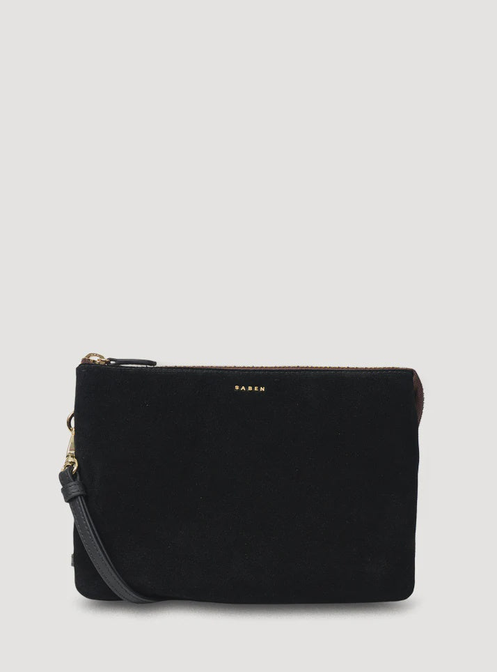 SABEN Tilly's Big Sis Crossbody - Black Suede Black clutch bag