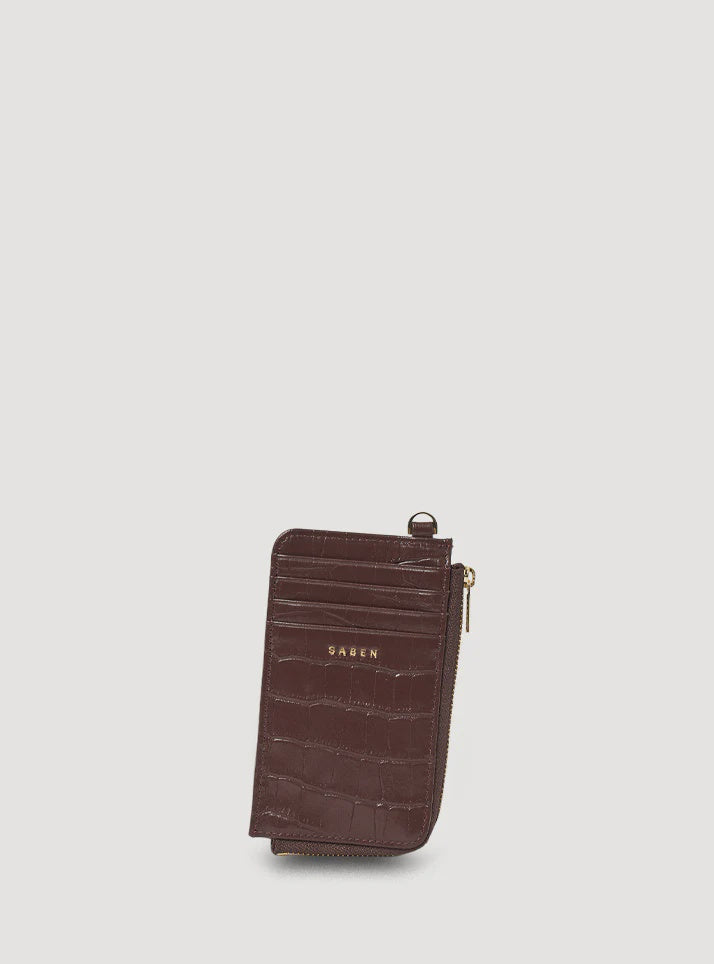 SABEN Winona Card Holder - Espresso Croc