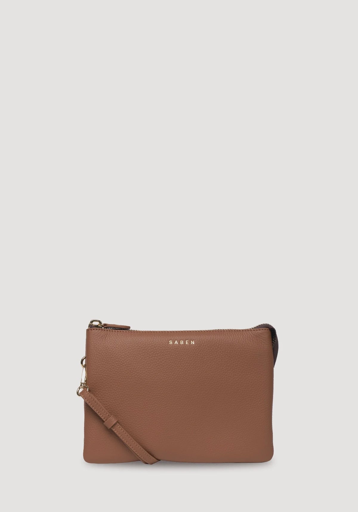 SABEN Tilly's Big Sis Crossbody - Tan small brown pebbled leather crossbody pouch