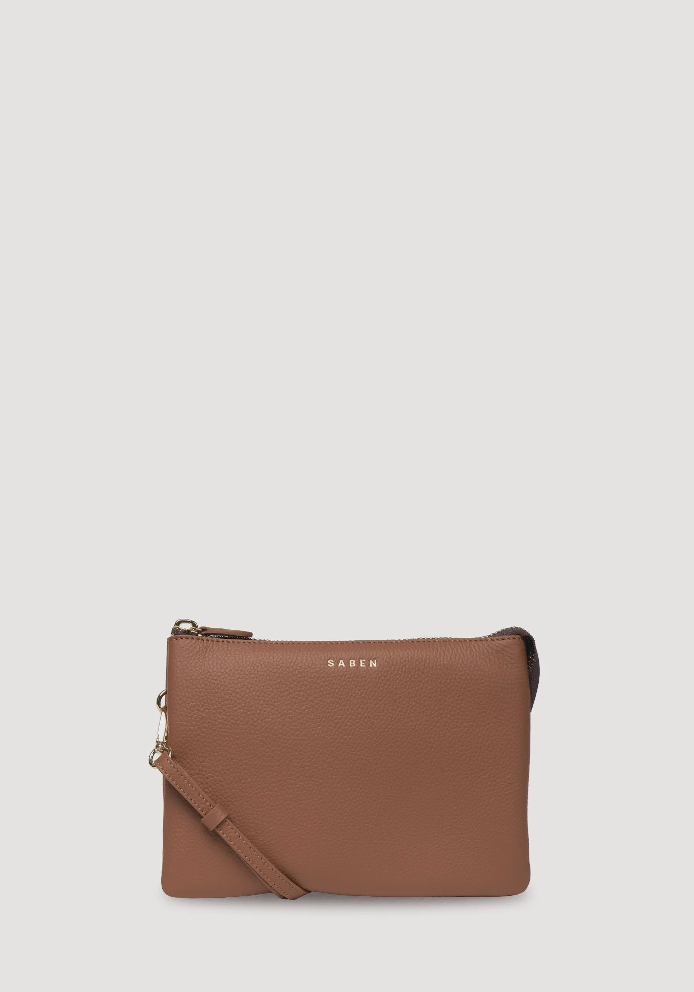SABEN Tilly's Big Sis Crossbody - Tan small brown pebbled leather crossbody pouch