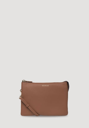 SABEN Tilly's Big Sis Crossbody - Tan small brown pebbled leather crossbody pouch