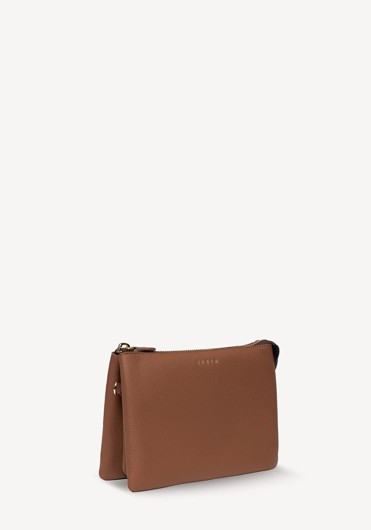 SABEN Tilly's Big Sis Crossbody - Tan small brown pebbled leather crossbody pouch