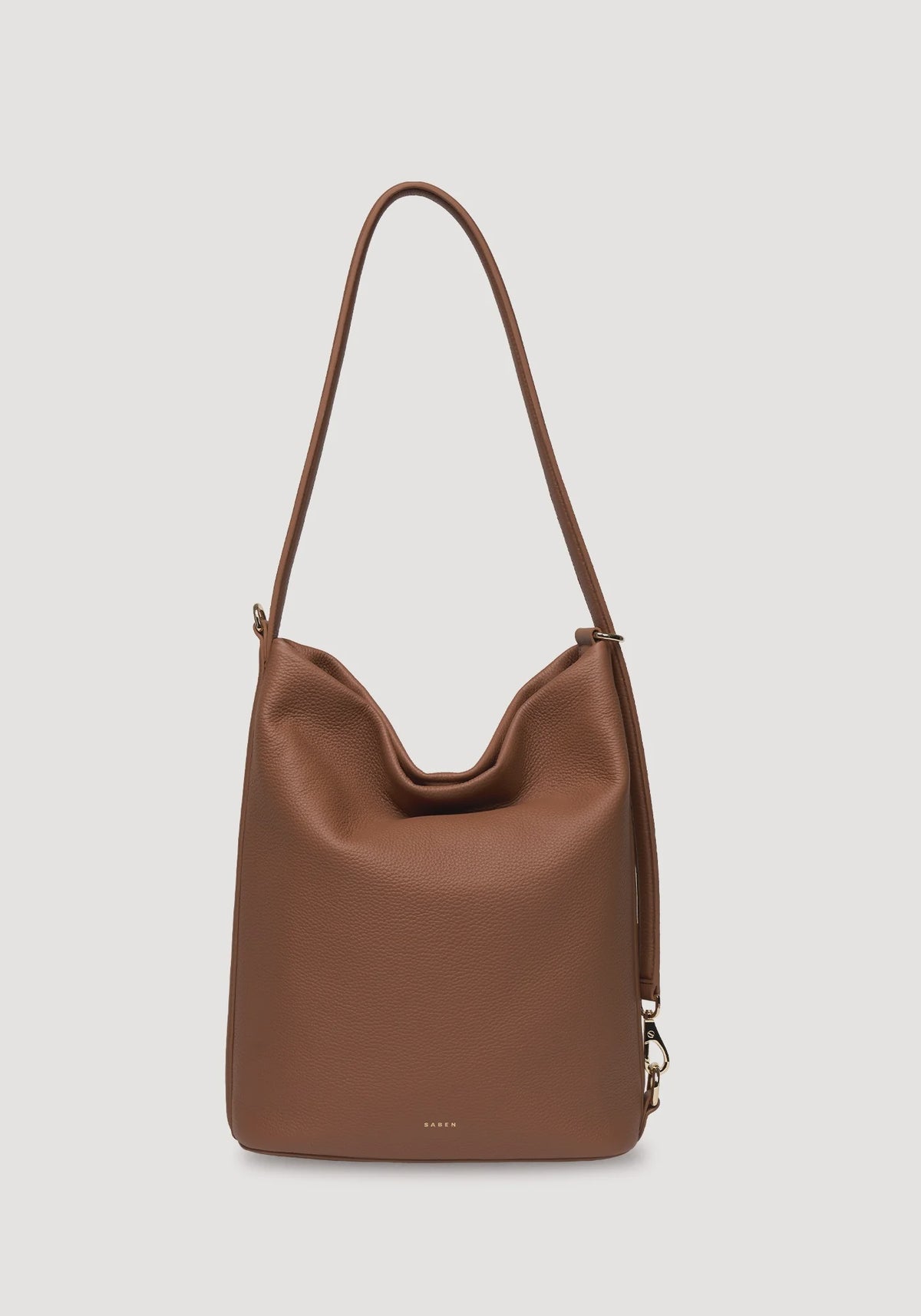 SABEN June Shoulder Bag - Tan Luxe brown leather slouchy shoulder bag