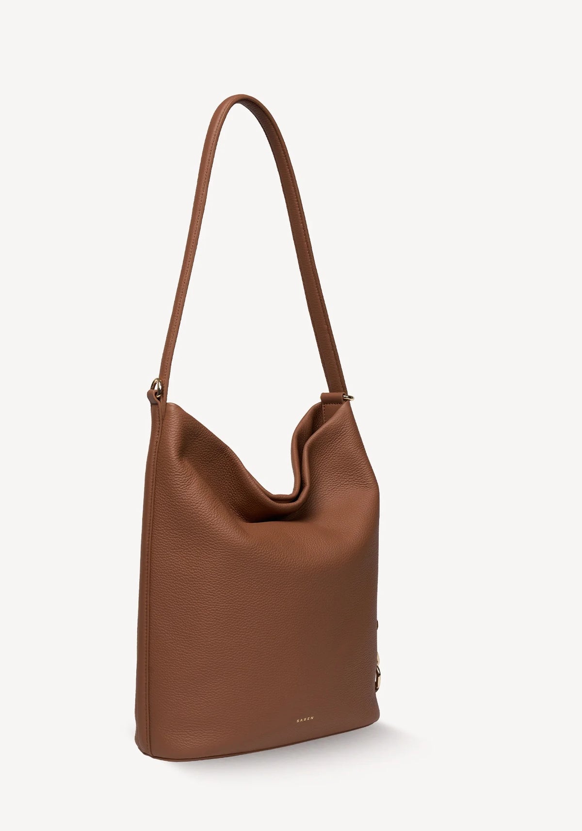 SABEN June Shoulder Bag - Tan Luxe brown leather slouchy shoulder bag