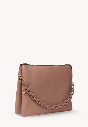 SABEN Matilda Crossbody - Rosewater + Tonal Chain dusty pink leather crossbody bag