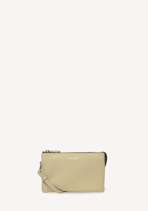 SABEN Tilly Crossbody - Oyster small beige leather wristlet pouch