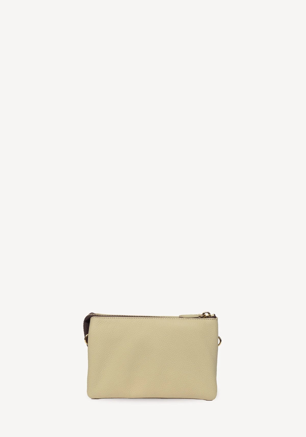 SABEN Tilly Crossbody - Oyster small beige leather wristlet pouch